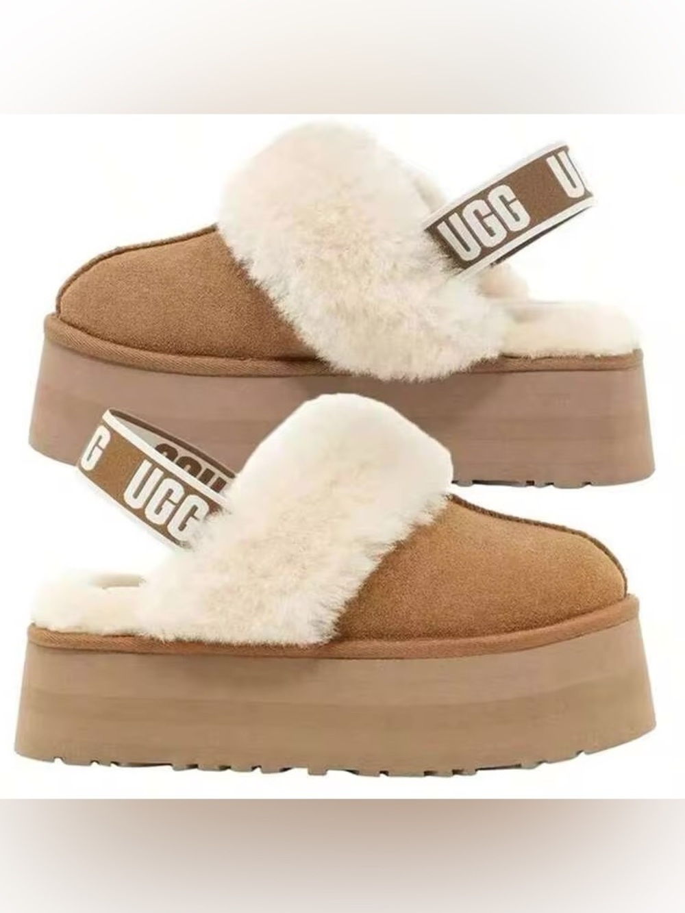 UGG Funkette sheepskin sling back slippers in Chesnut SZ 7